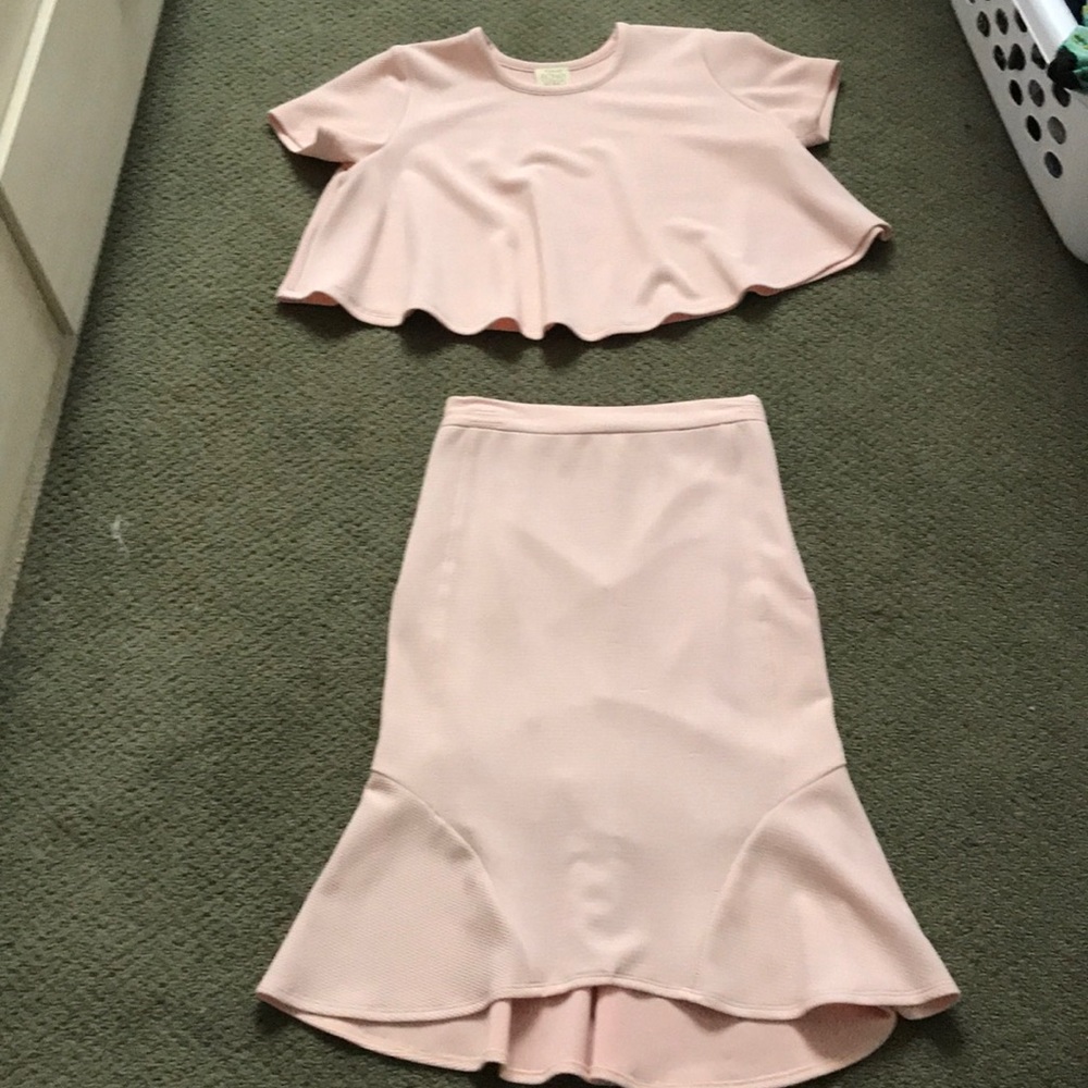 2pc textures midi mermaid bottom skirt set